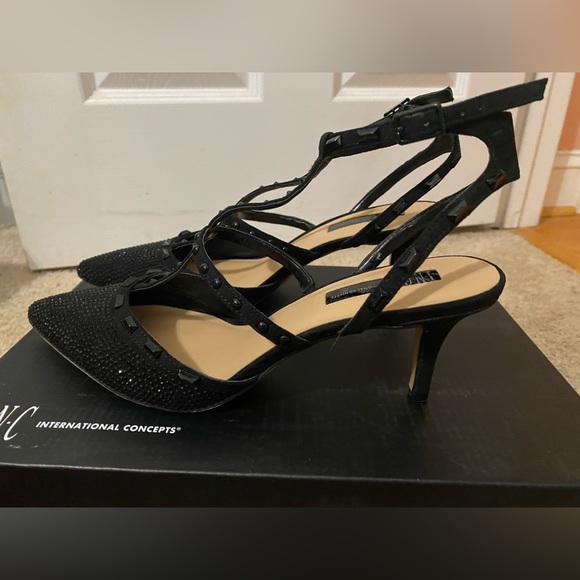 Black sparkle kitten heel dress shoe - Picture 3 of 4